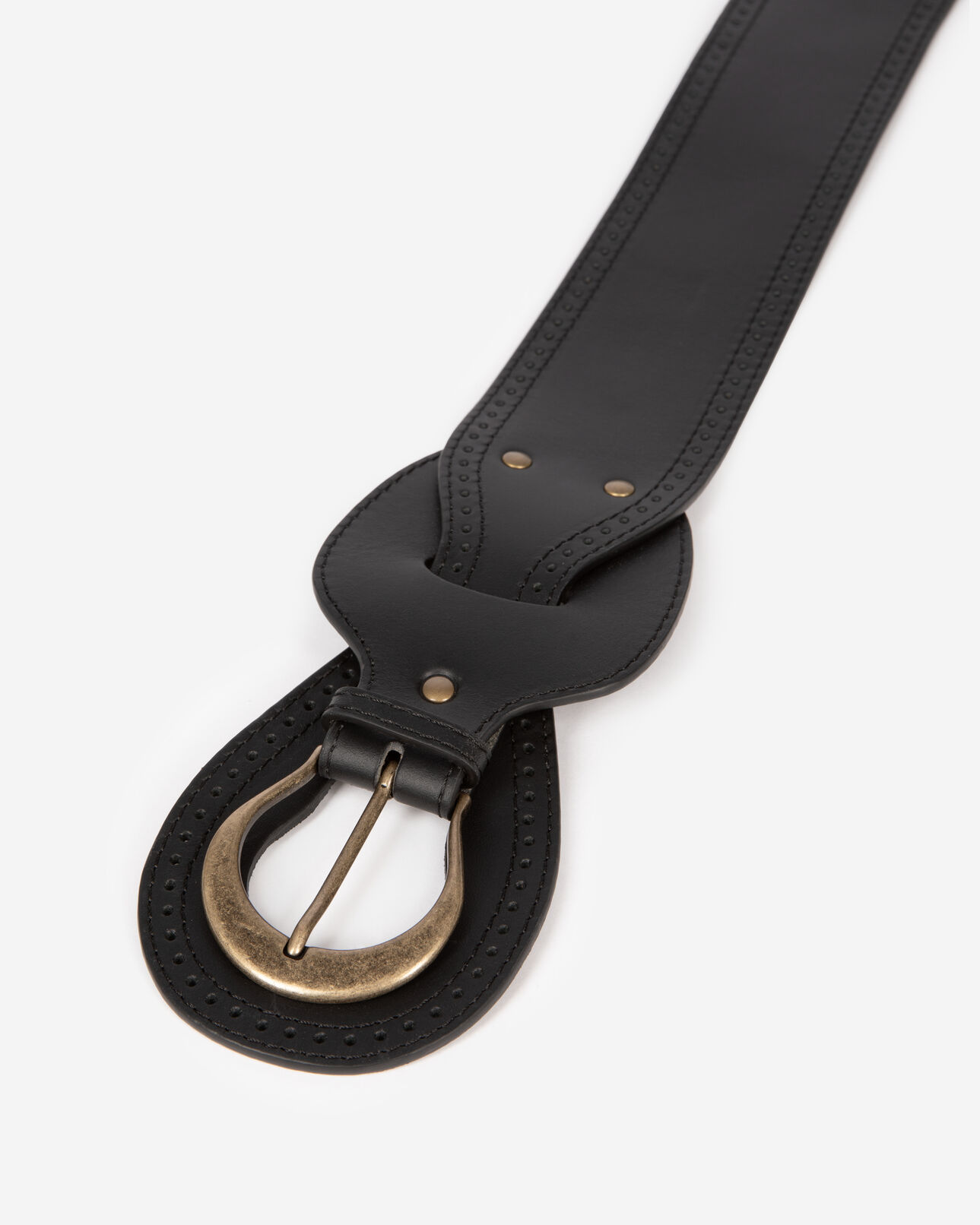The Kooples WOMEN BLACK corset belt in black leather with buckles