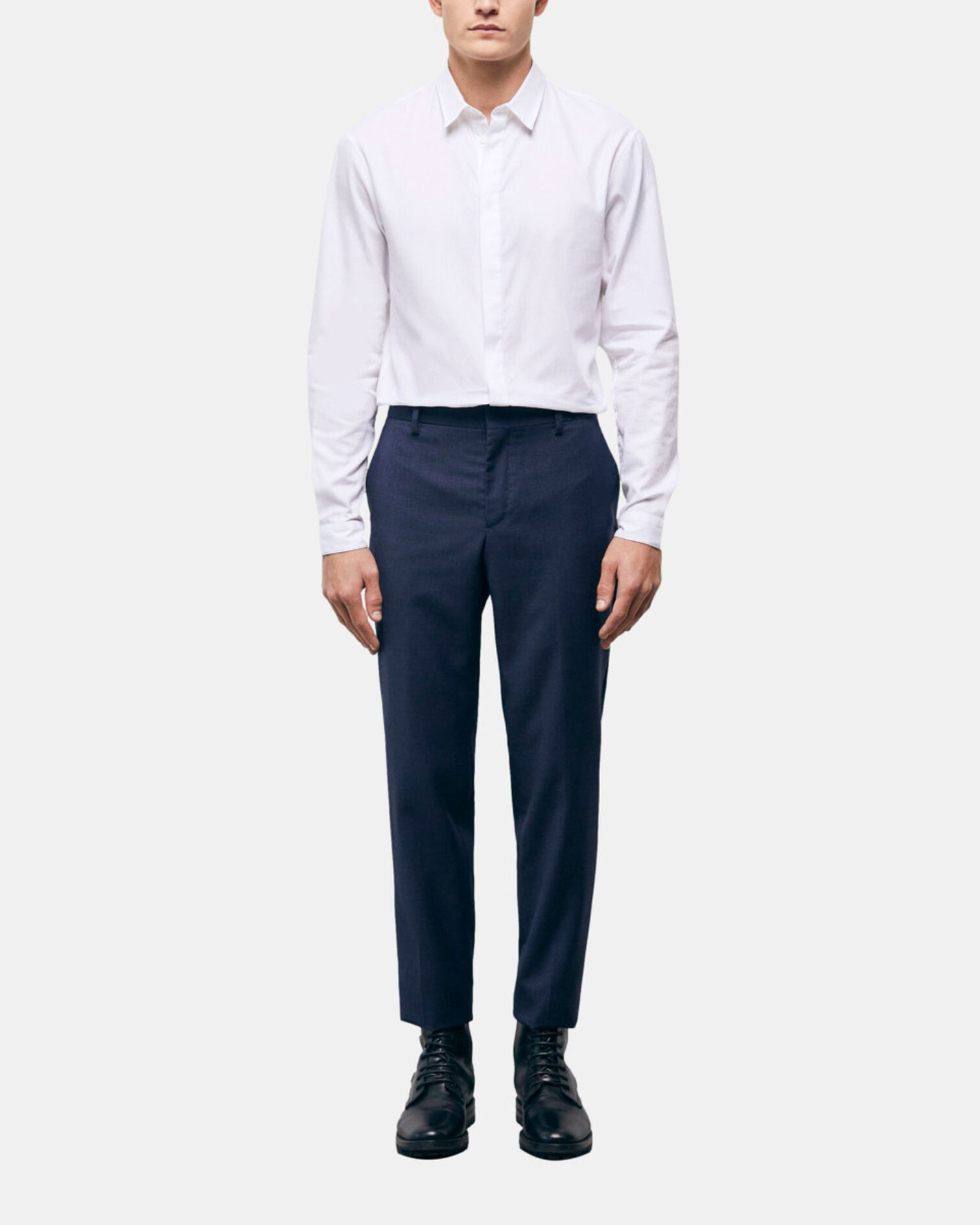 Navy blue wool suit pants, NAVY, hi-res image number null