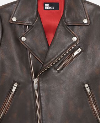 The Kooples WOMEN BROWN brown leather biker jacket