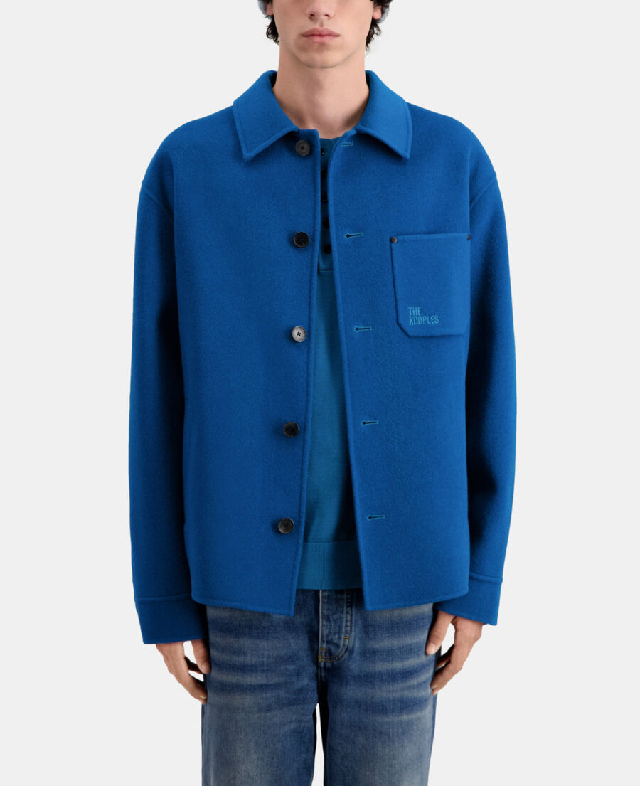 The Kooples HOMME MEDIUM BLUE blouson type surchemise bleu en laine