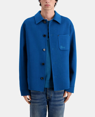 The Kooples HOMME MEDIUM BLUE blouson type surchemise bleu en laine