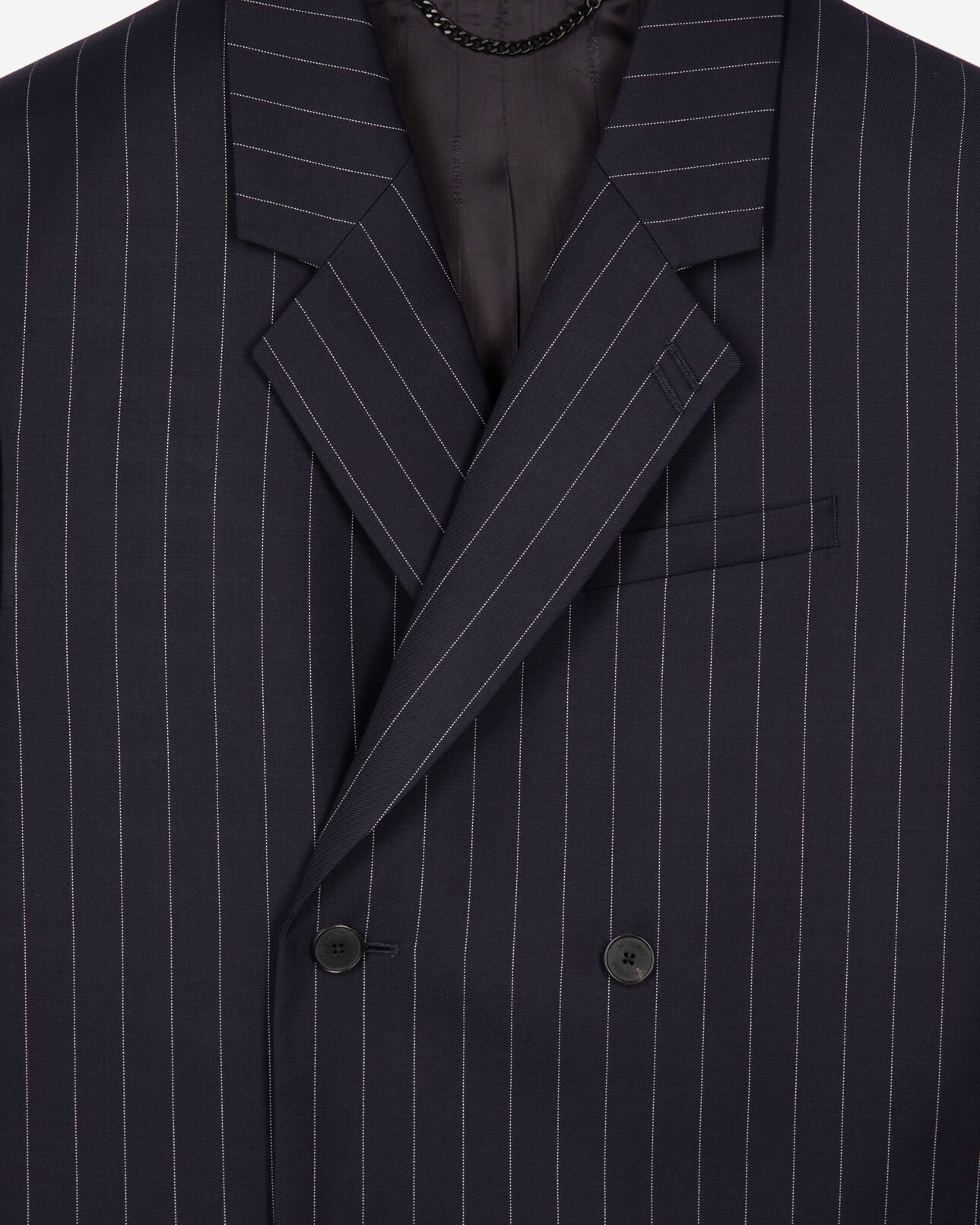 The Kooples HOMME DARK NAVY veste de costume en laine à rayures bleue