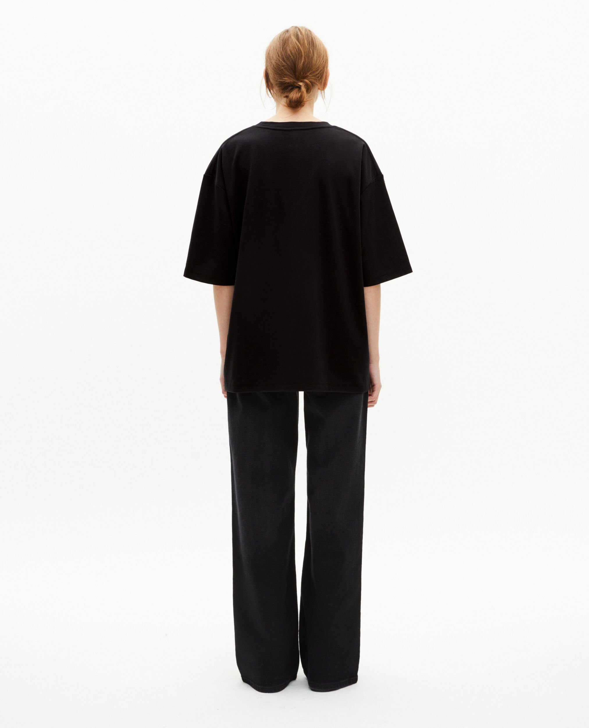 Unisex loose plain black T-shirt, BLACK, hi-res image number null