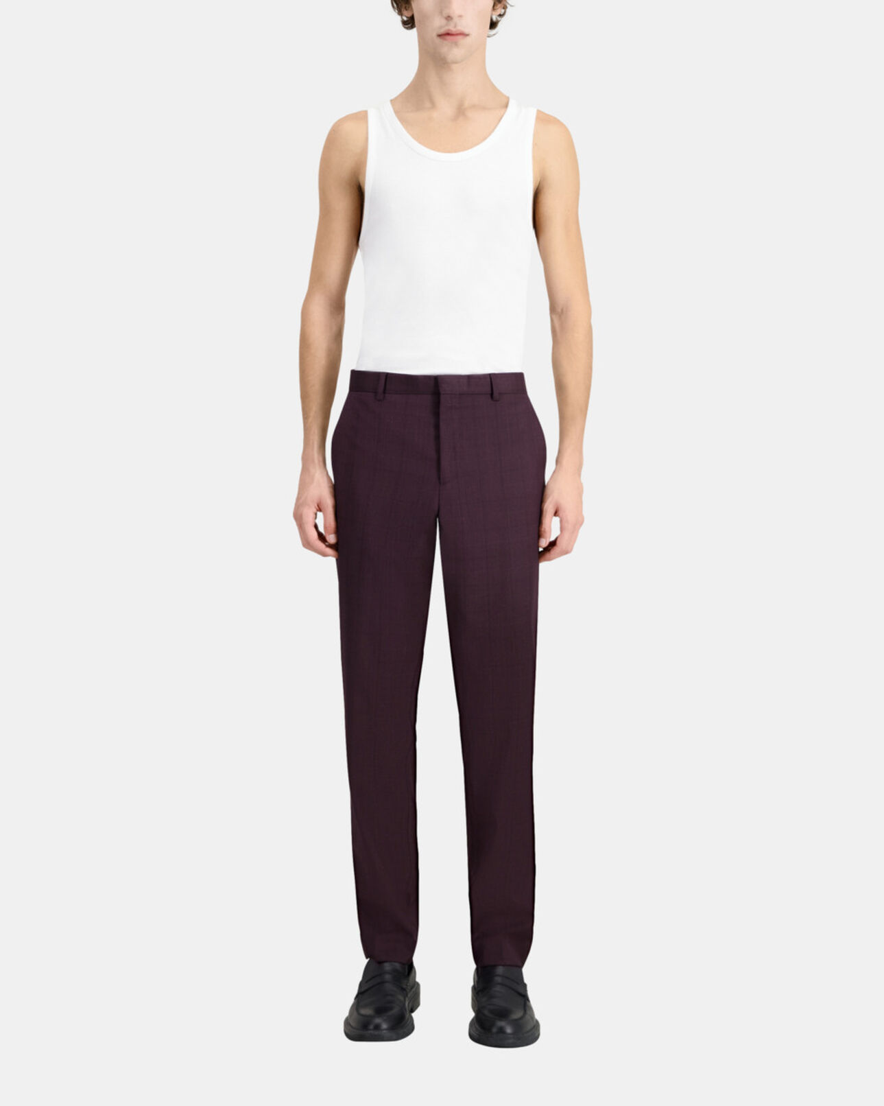 The Kooples MEN BORDEAUX burgundy checked wool suit trousers