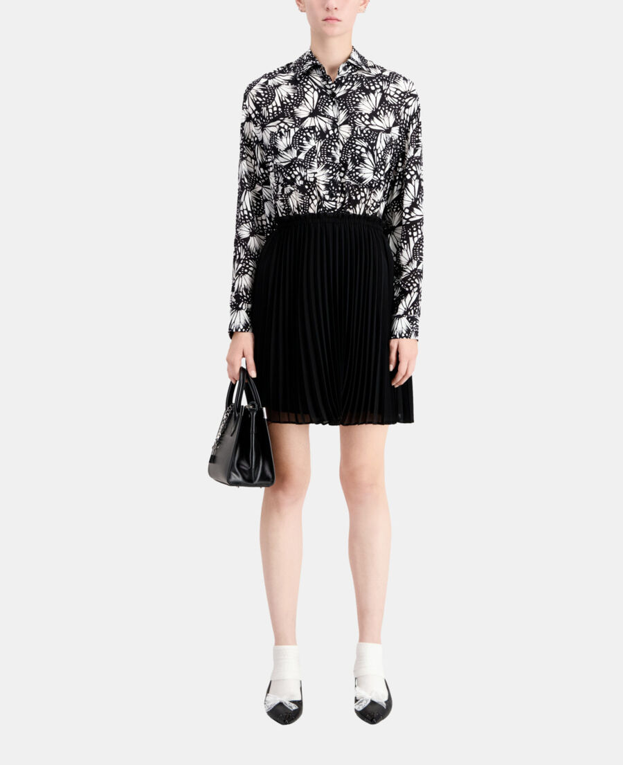 The Kooples DAMEN BLACK WHITE kurzes kleid mit plissierung und print