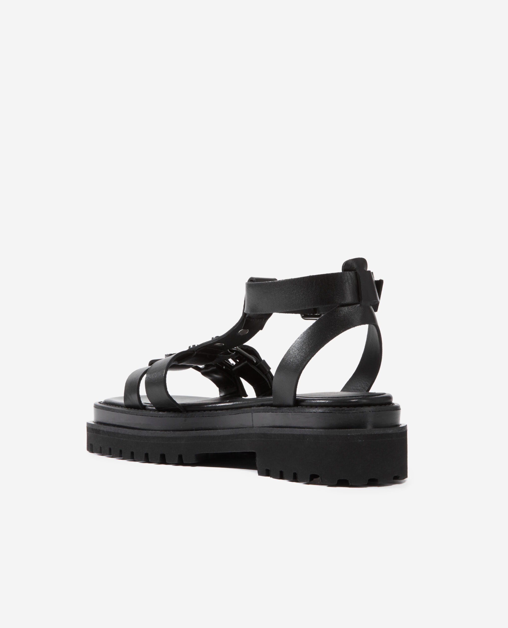 Black buckled sandals, BLACK, hi-res image number null