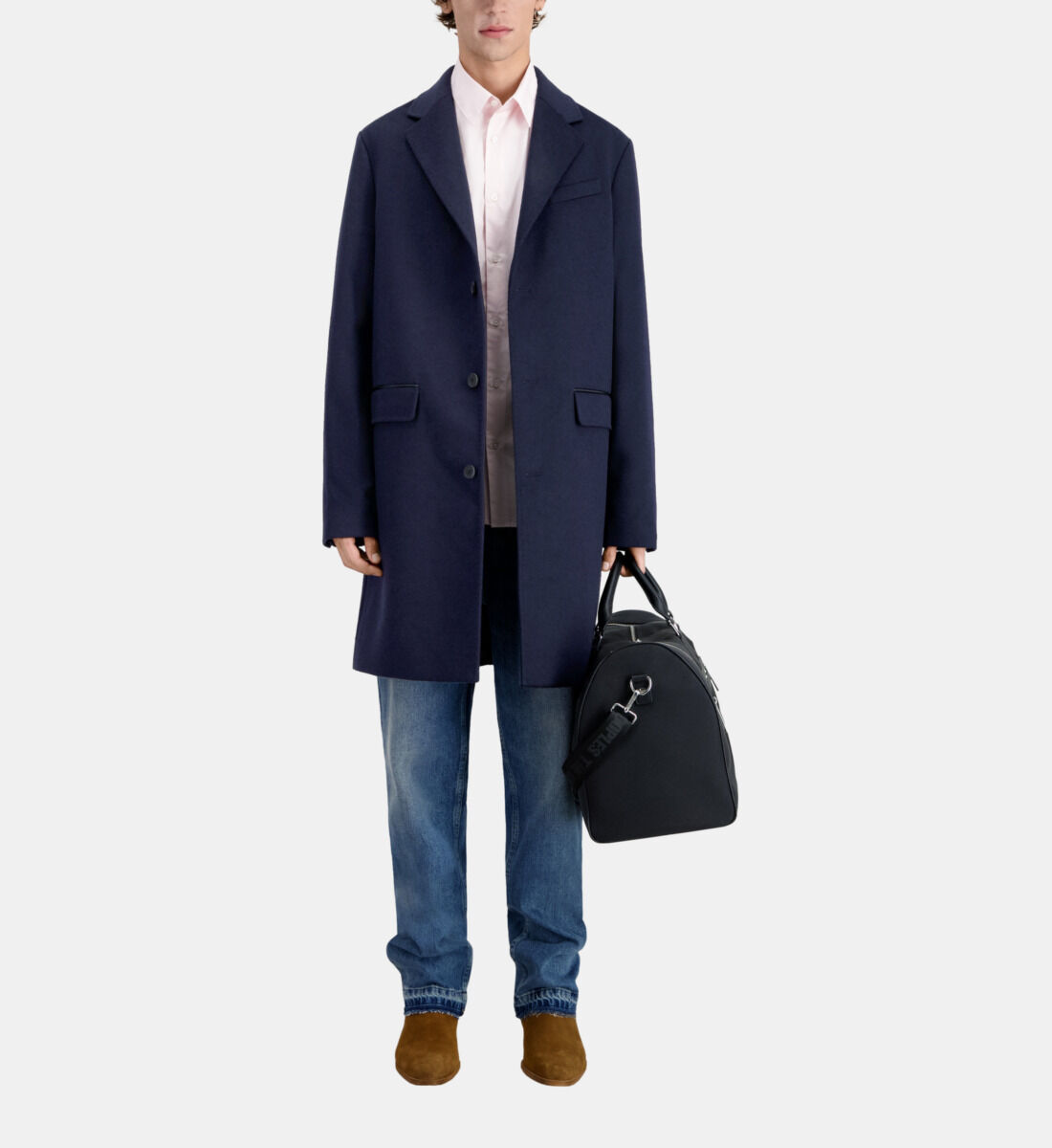 Navy blue cashmere coat clearance