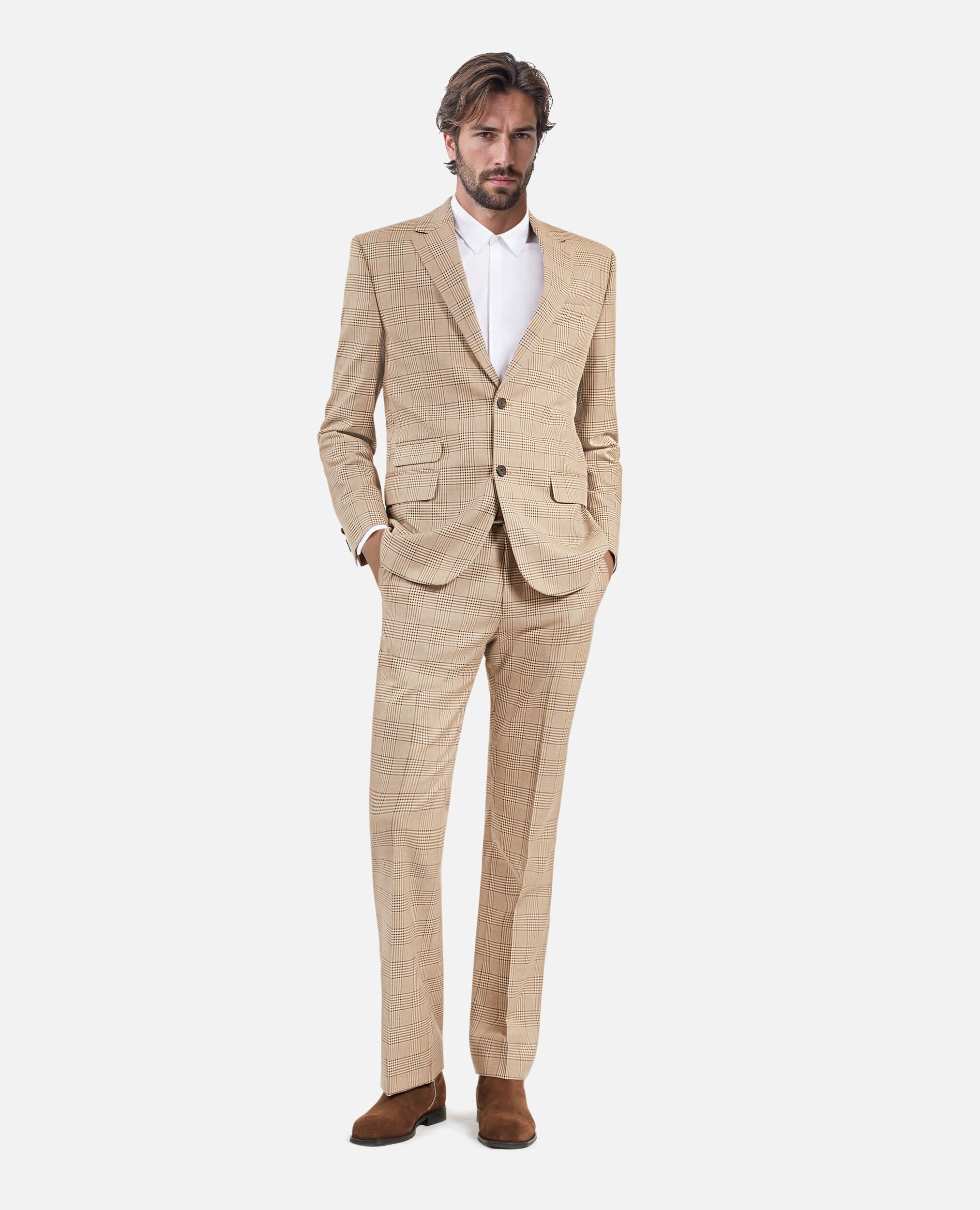 Veste de costume prince de Galles beige, BEIGE-BROWN, hi-res image number null