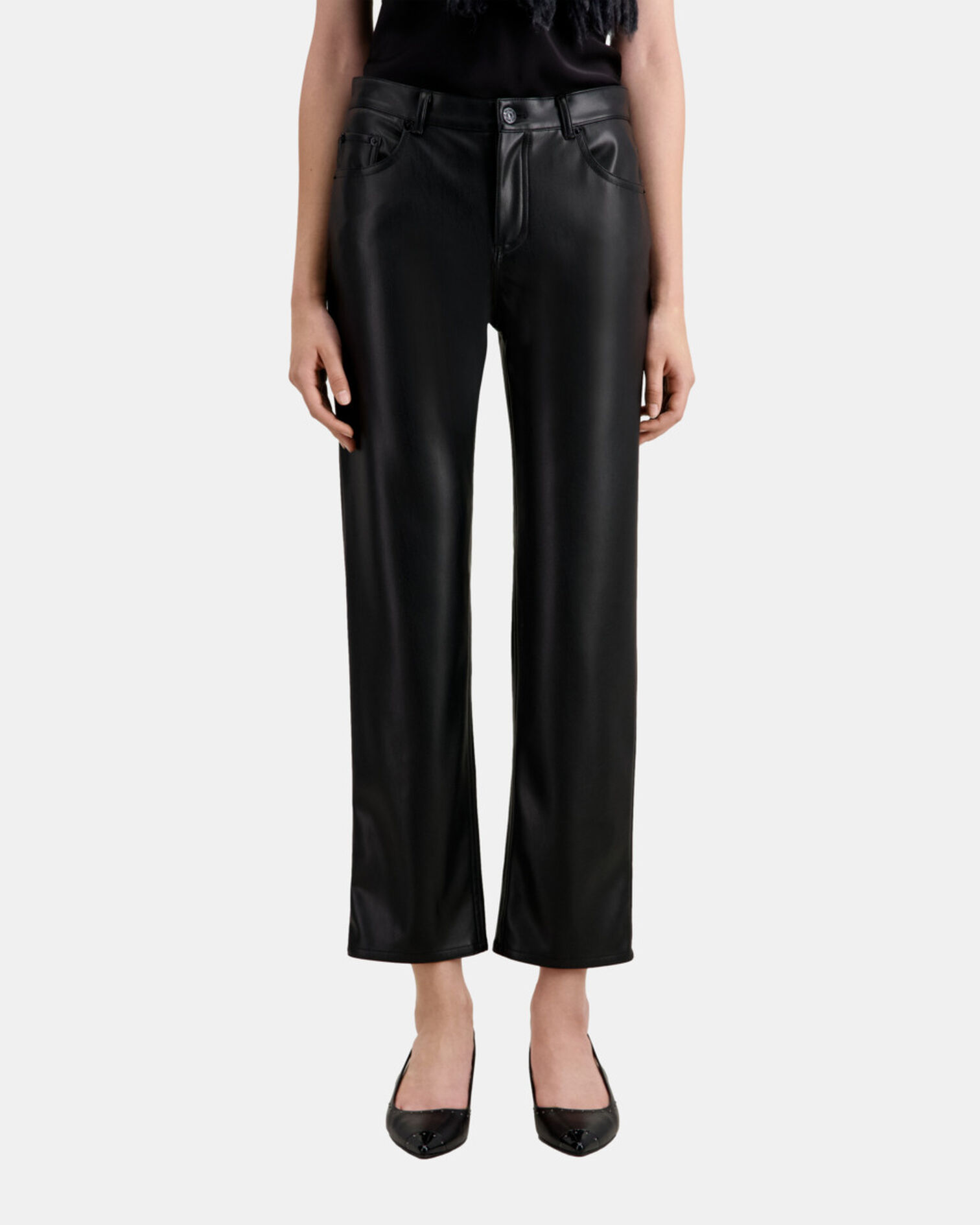 Pantalon noir effet cuir, BLACK, hi-res image number null