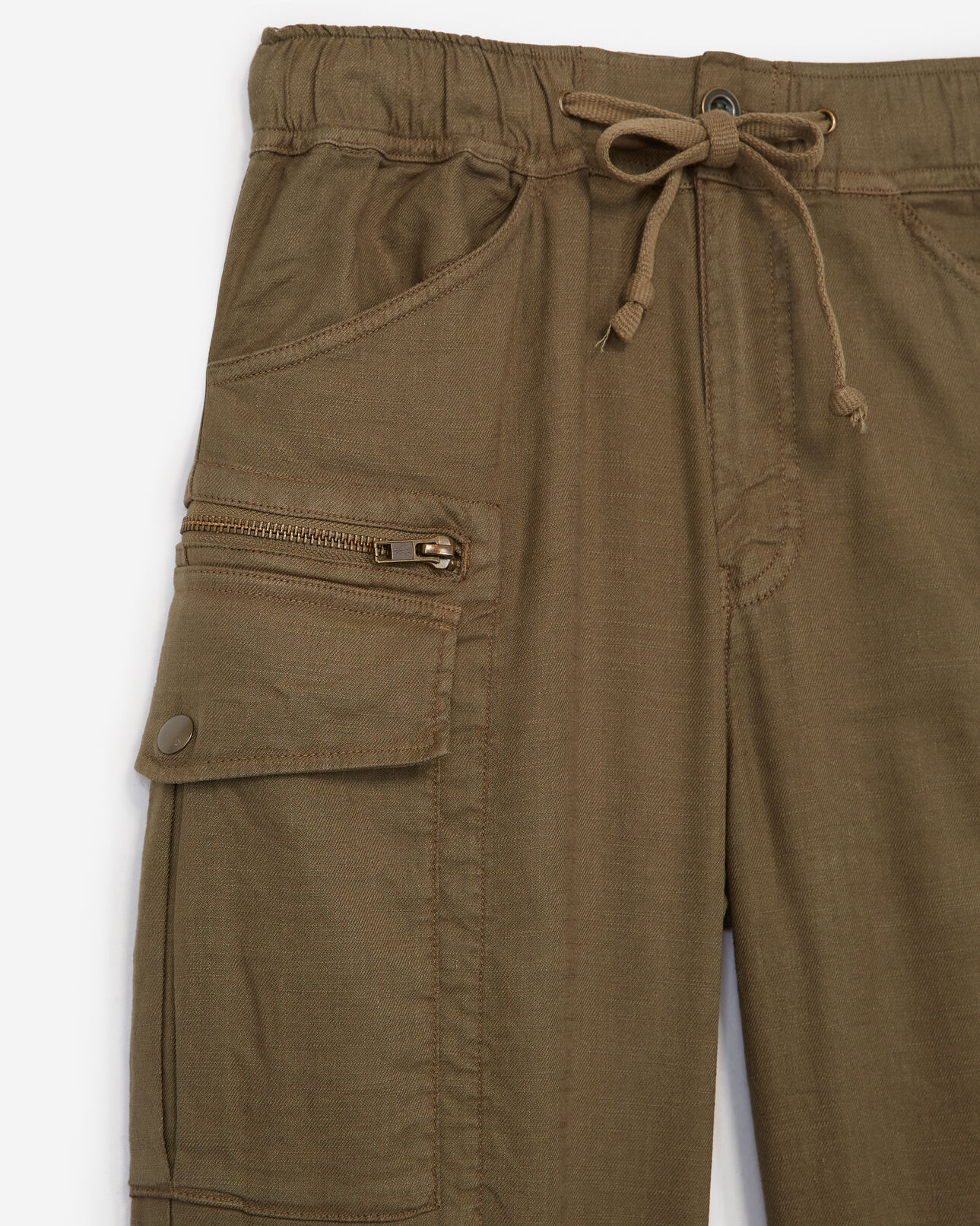 The Kooples FEMME KAKI pantalon militaire kaki taille élastique