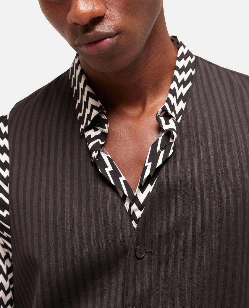 The Kooples HERREN BLACK GREY schwarze anzugweste aus wolle