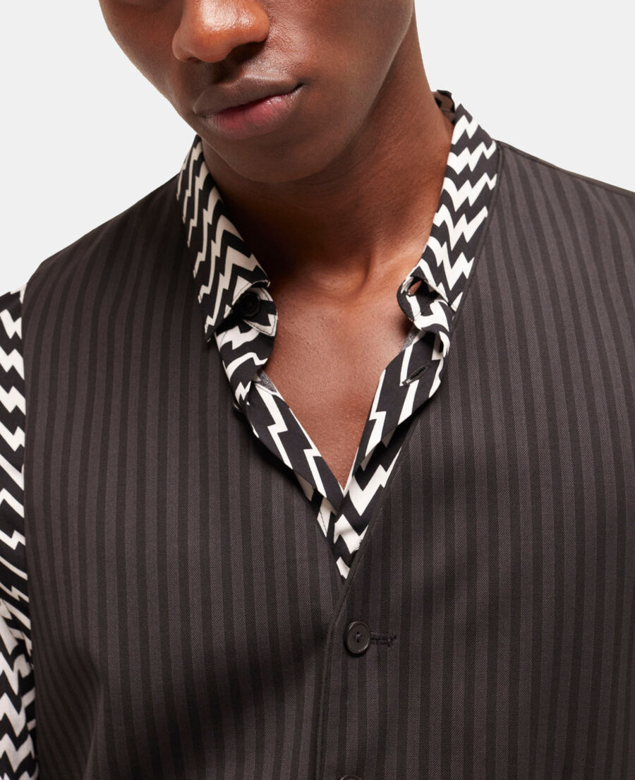 The Kooples HERREN BLACK GREY schwarze anzugweste aus wolle