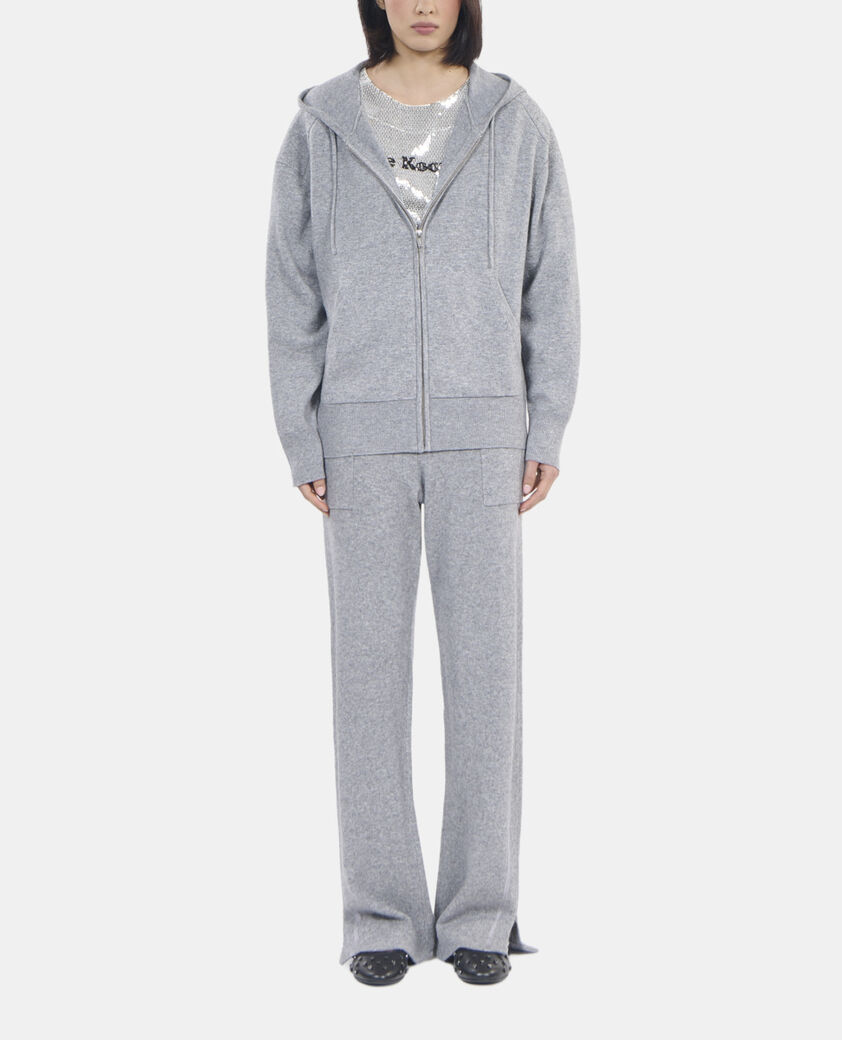 The Kooples FEMME MIDDLE GREY MEL sweatshirt &agrave; capuche en laine et cachemire gris
