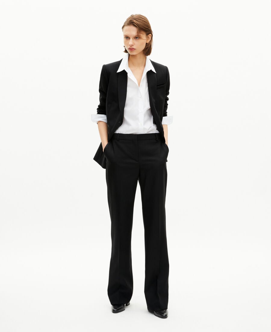 The Kooples WOMEN BLACK black satin detail suit jacket