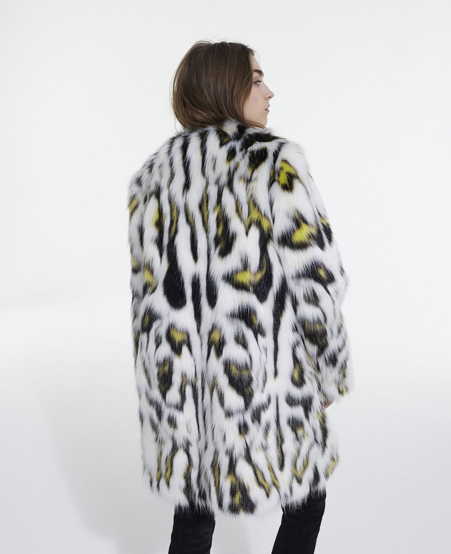 printed faux fur coat