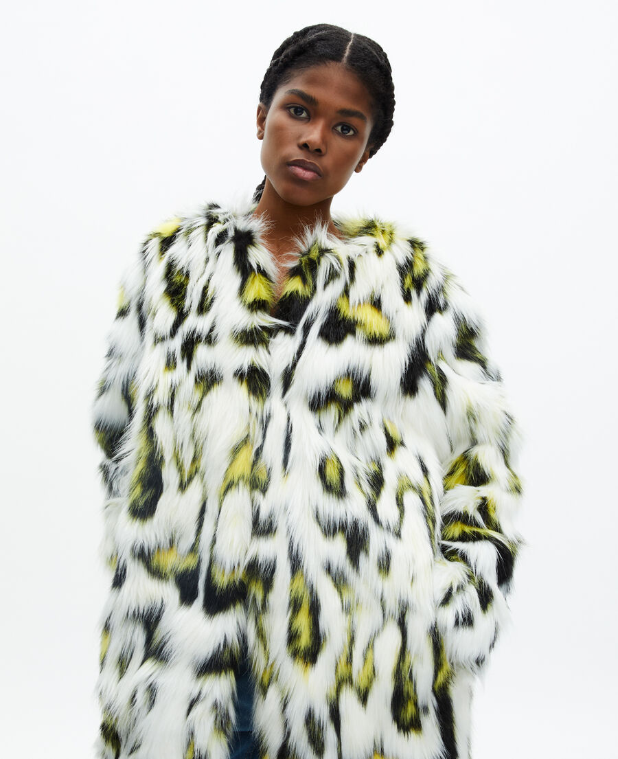 printed faux fur coat