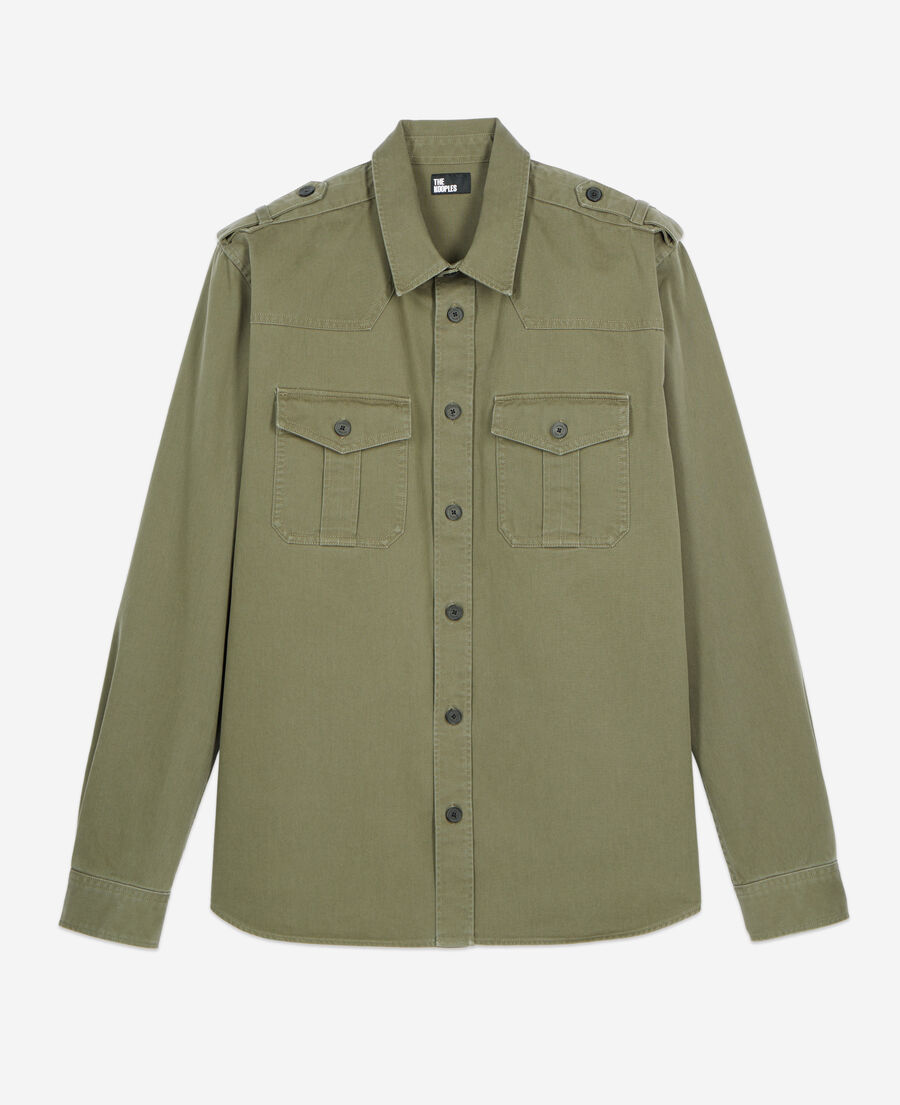 The Kooples MEN OLIVE NIGHT khaki officer style overshirt