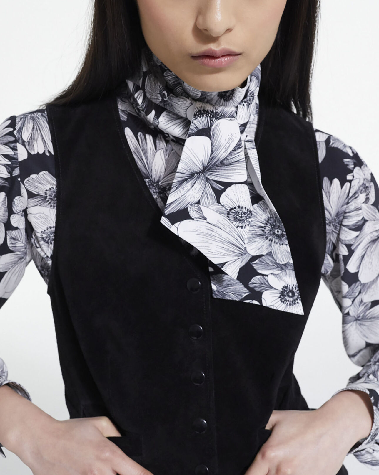 The Kooples WOMEN BLACK black leather suit vest