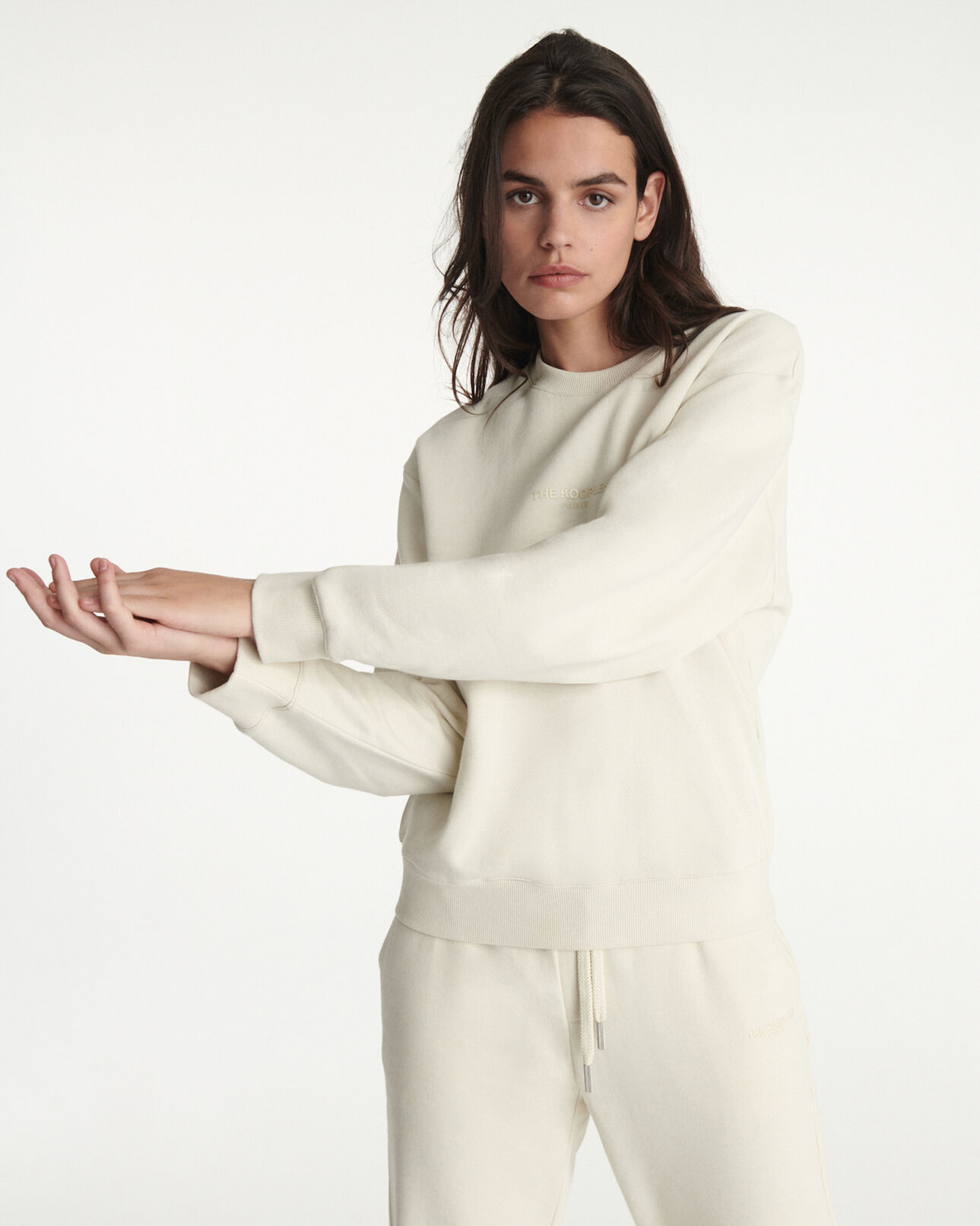 The Kooples MUJER ECRU sudadera blanco crudo algodón the kooples
