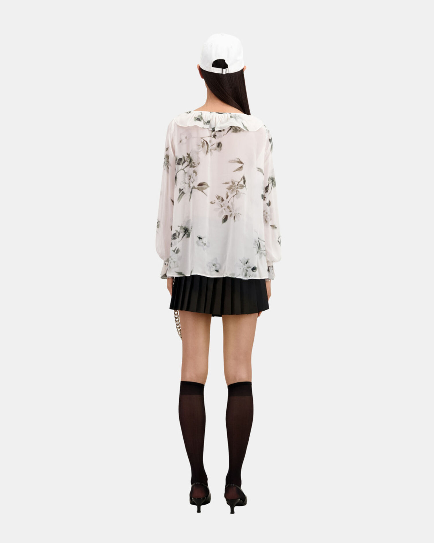 Printed top with ruffles, ECRU, hi-res image number null