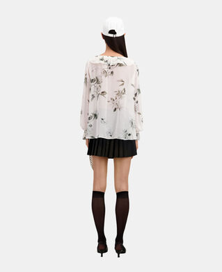 The Kooples F ECRU printed top with ruffles