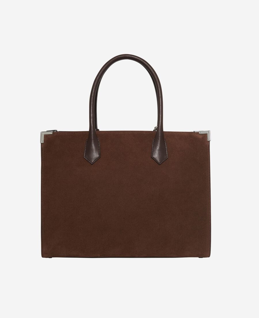 The Kooples F CHOCOLATE ming xl tote bag in brown suede