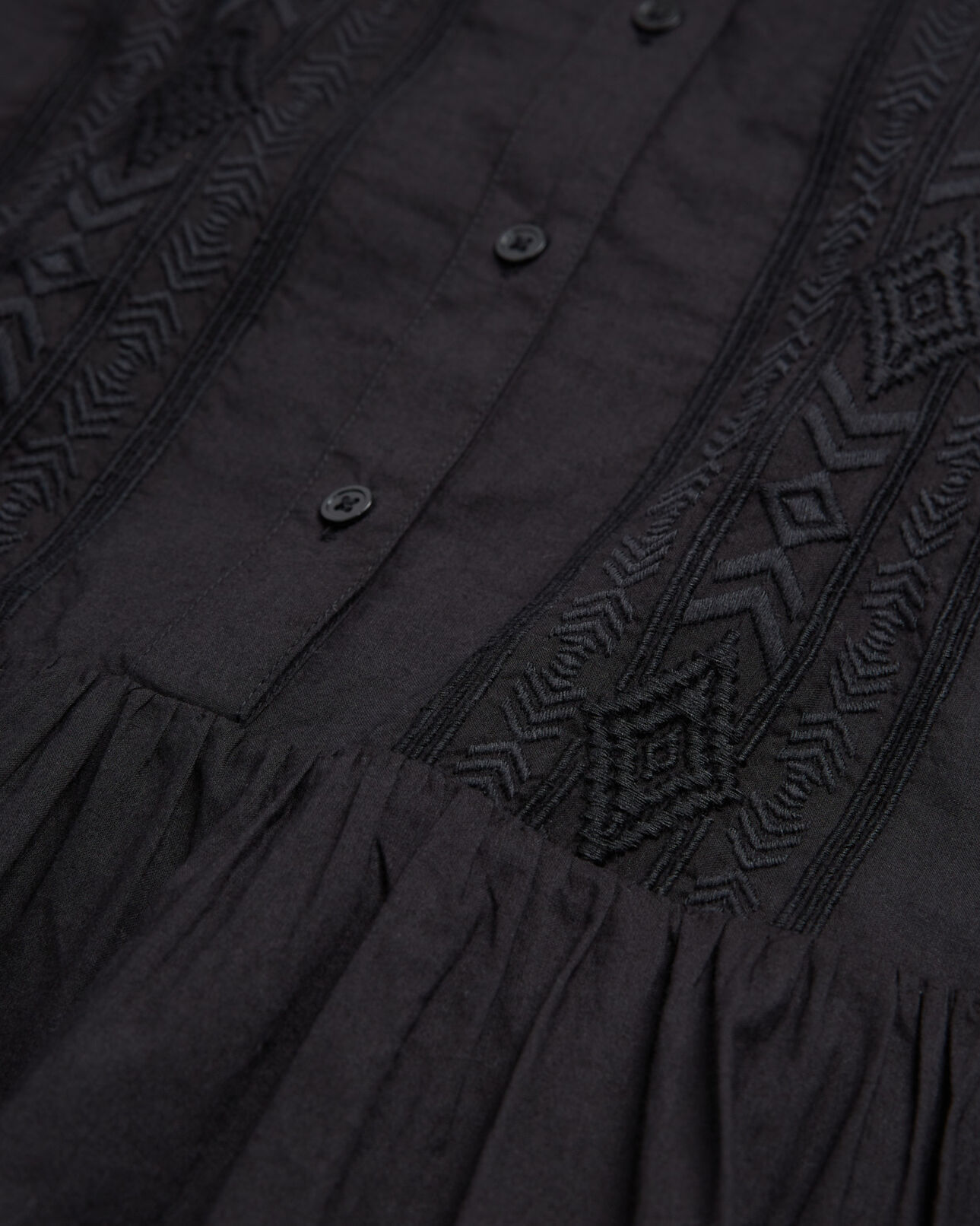 The Kooples DAMEN BLACK schwarzes langes kleid mit stickerei