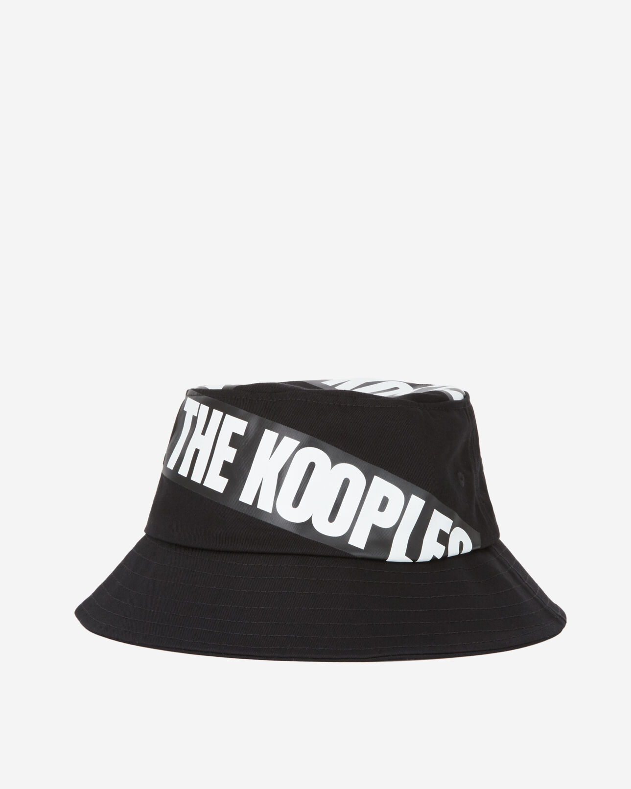 The Kooples MIXED BLACK reversible black bucket hat with tape logo