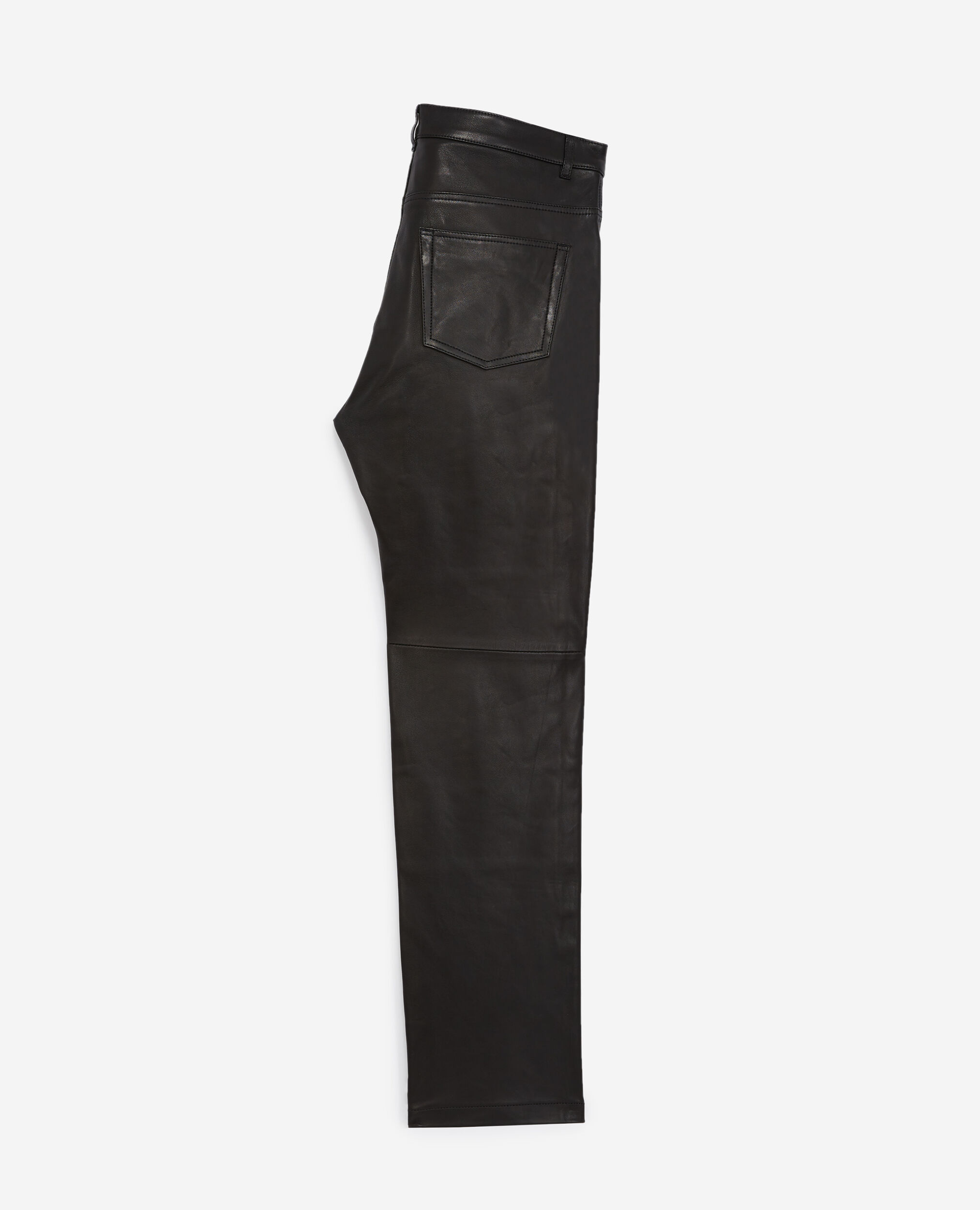 Hose gerade Leder schwarz Taschen, BLACK, hi-res image number null