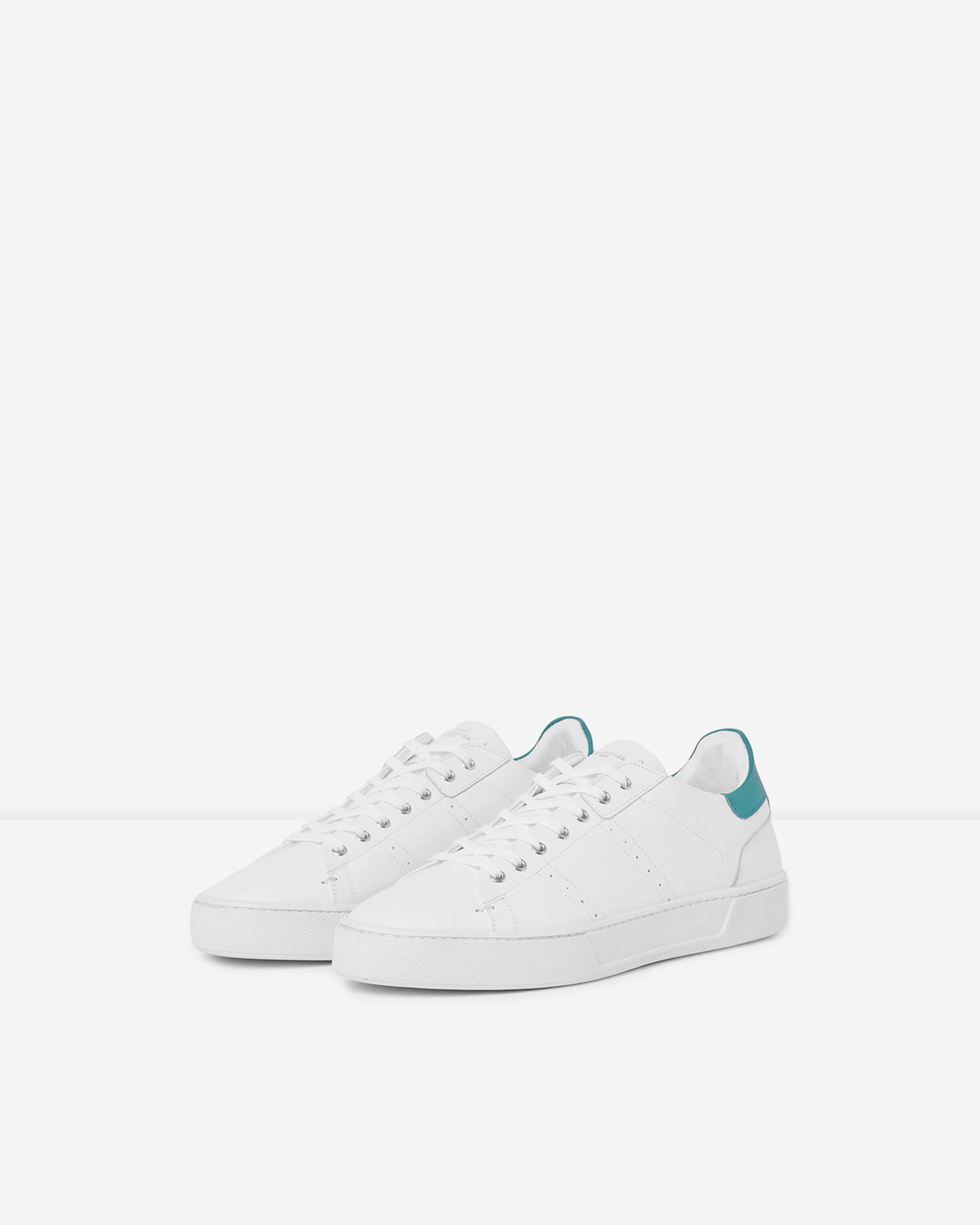 Baskets basses blanches cuir empiècement vert, WHITE / GREEN, hi-res image number null