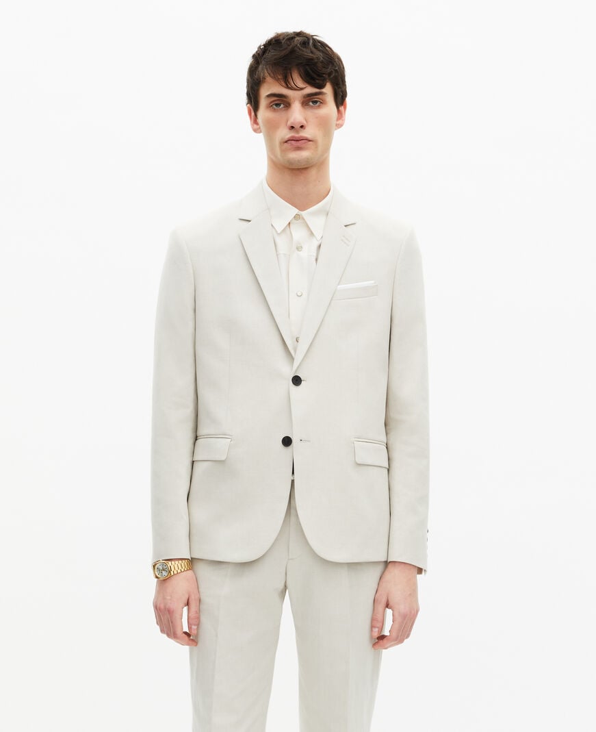The Kooples H ECRU ecru cotton - linen suit jacket