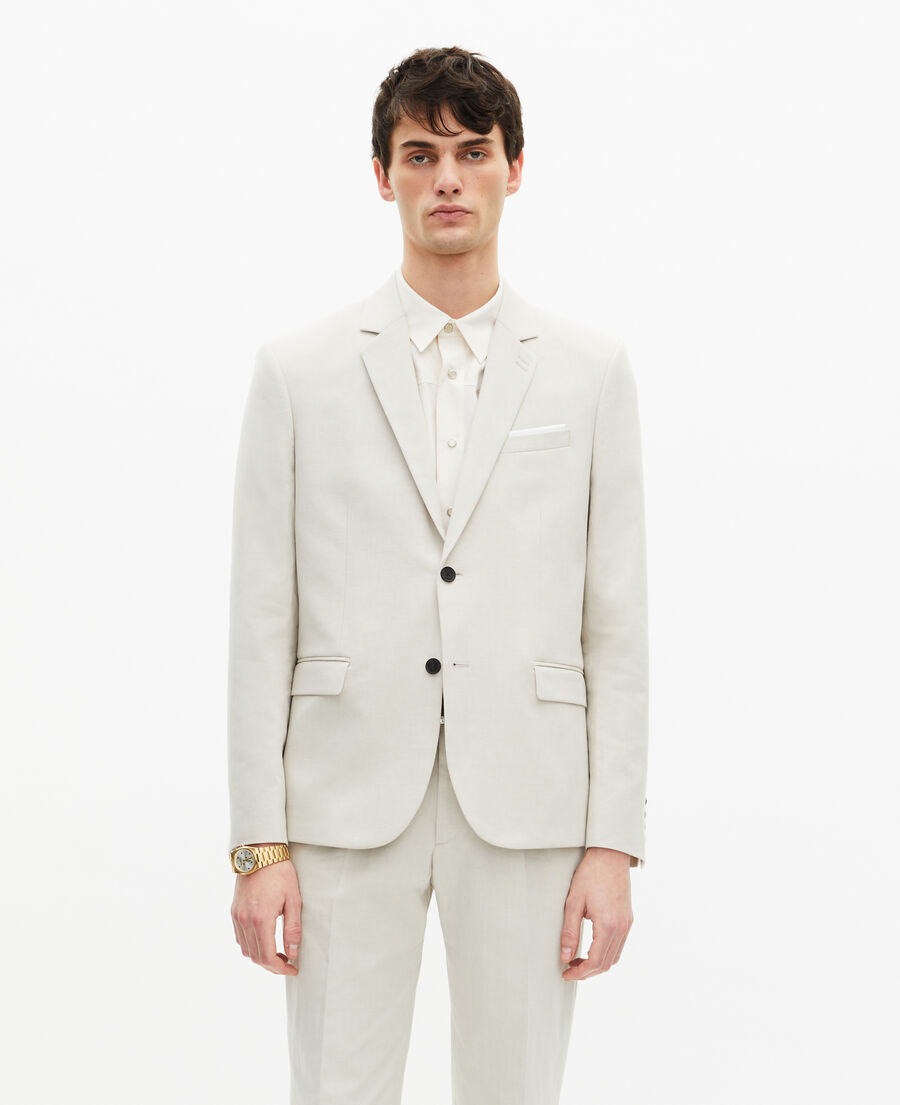 The Kooples MEN ECRU ecru cotton - linen suit jacket