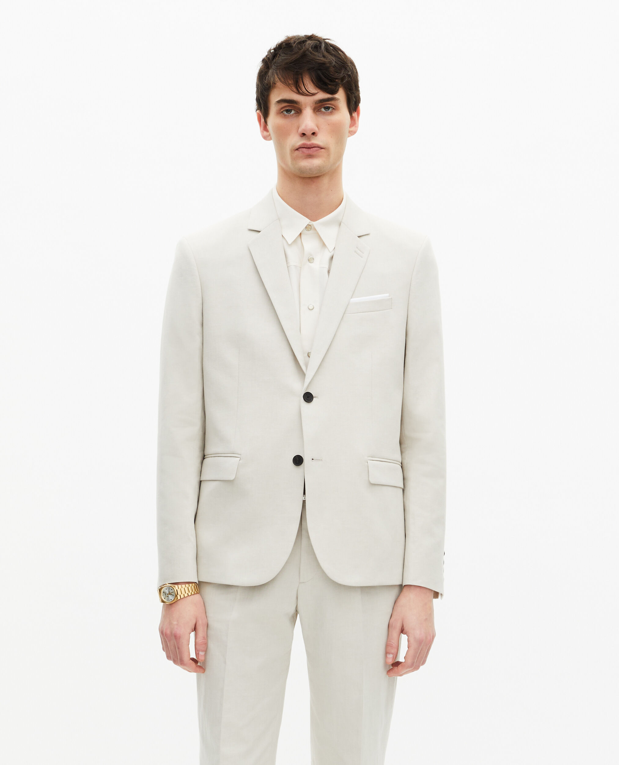Ecru cotton - linen suit jacket, ECRU, hi-res image number null
