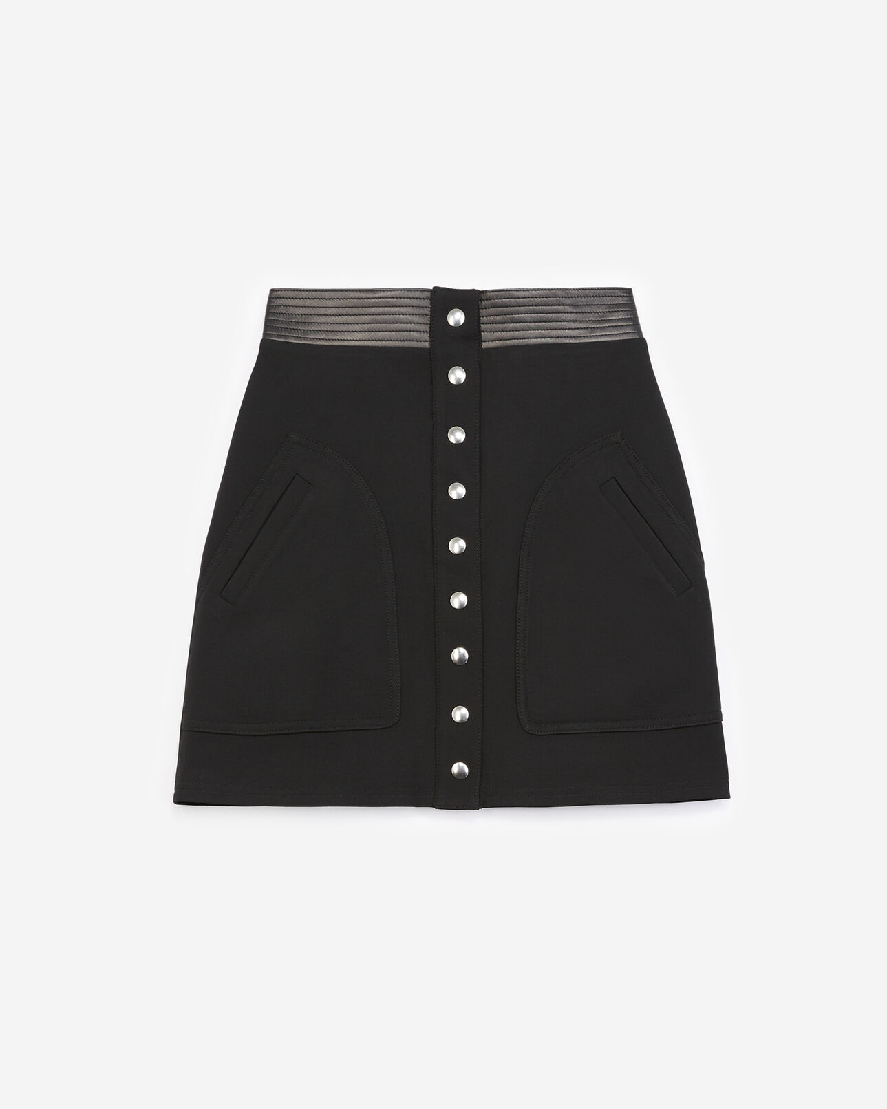 The Kooples FEMME BLACK jupe courte noire coupe trapèze à poches