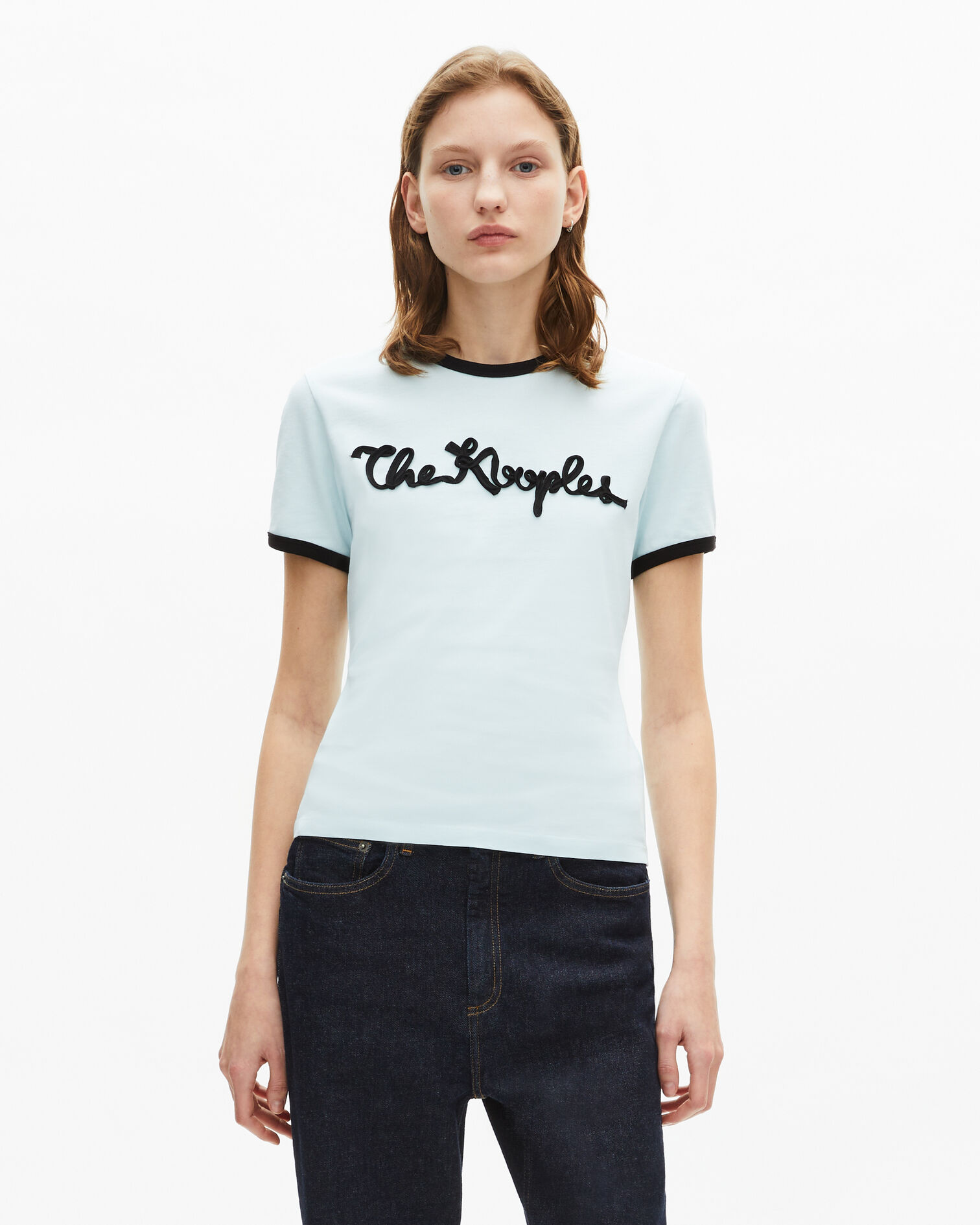 Light blue ribbon embroidery T-shirt, BABY BLUE, hi-res image number null