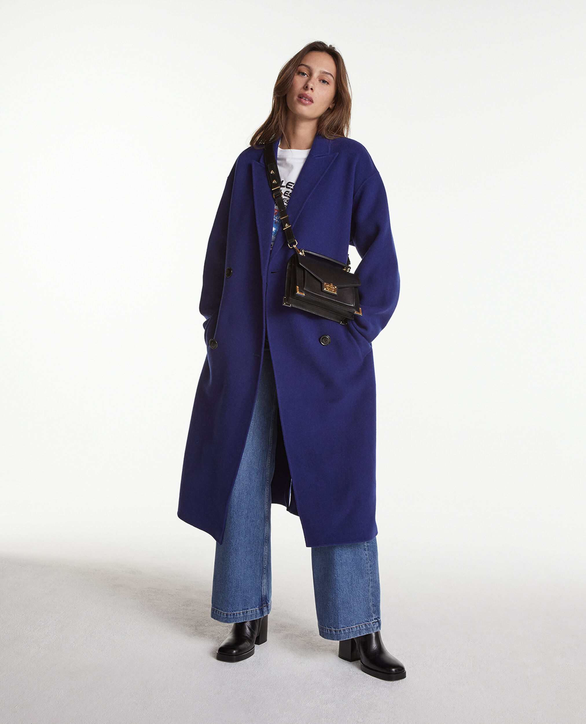 Abrigo lana azul doble cara oversize, BLUE, hi-res image number null