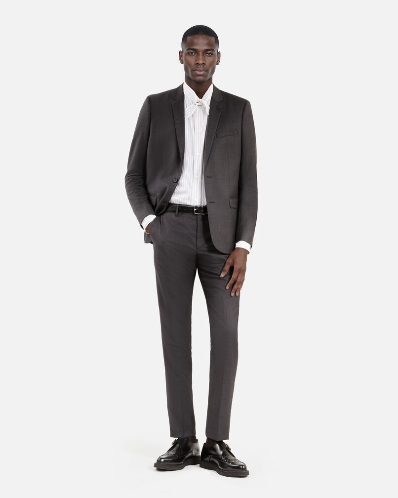 The Kooples HOMME GREY pantalon de costume en laine gris coupe ajustée