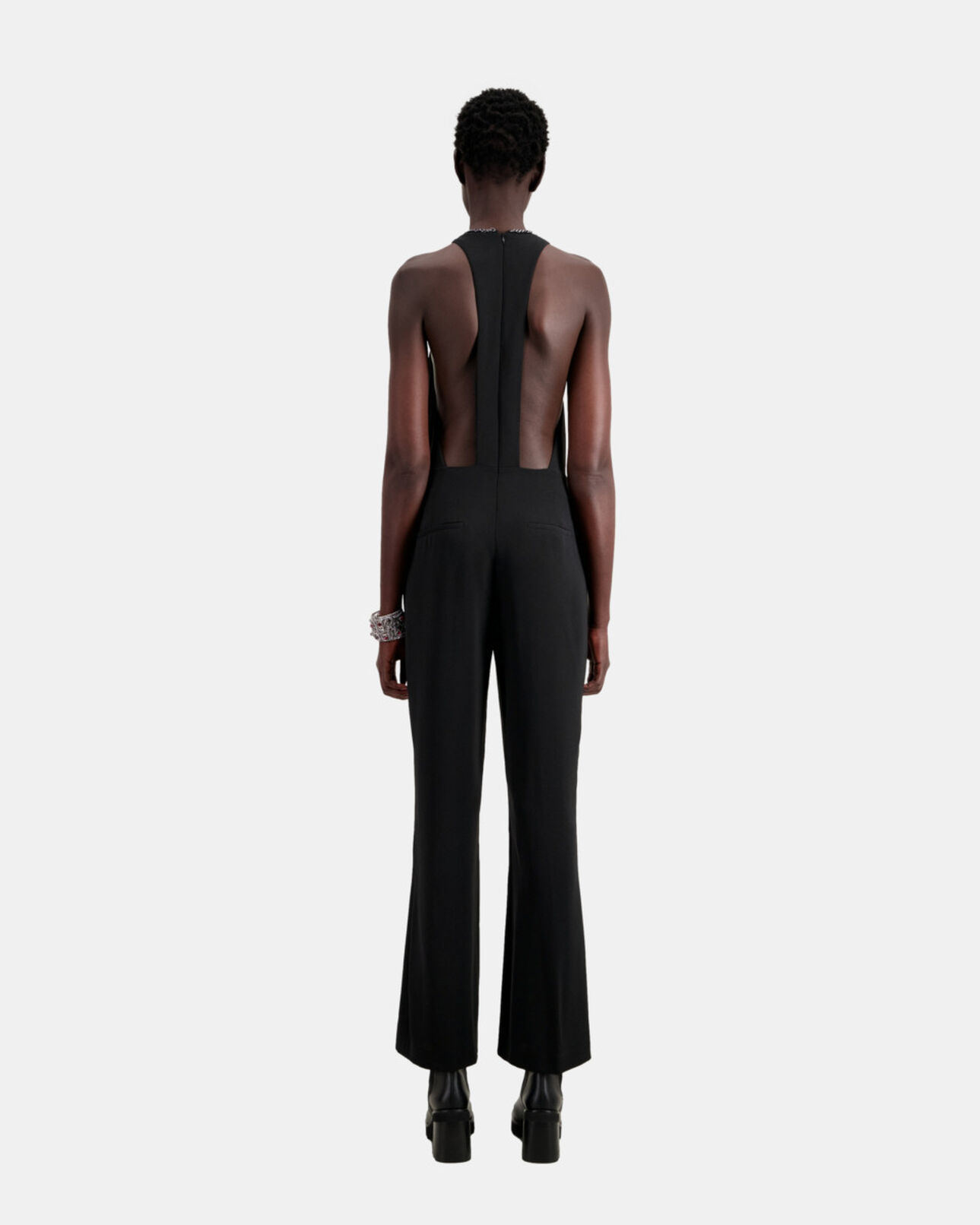 The Kooples DAMEN BLACK schwarzer overall aus krepp