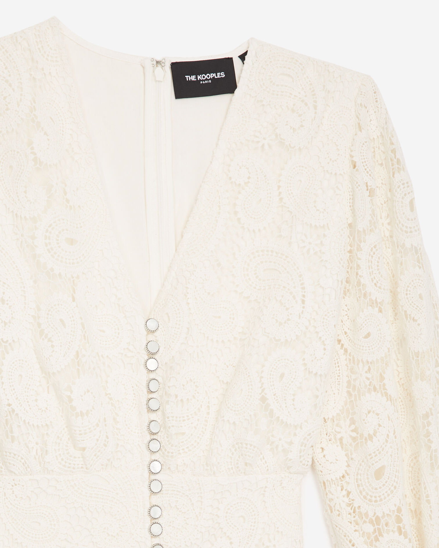 Ecru long-sleeved lace dress, ECRU, hi-res image number null