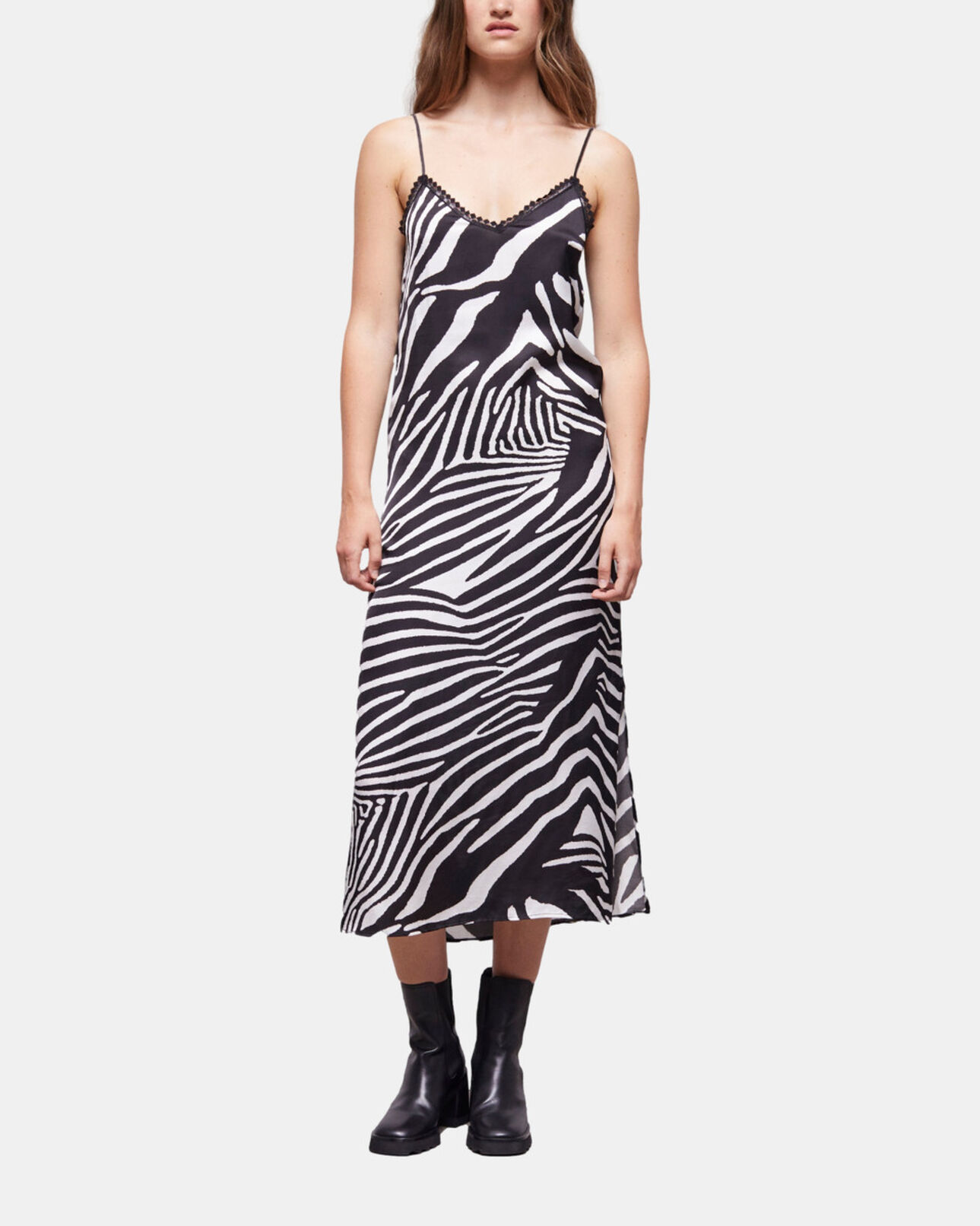 The Kooples MUJER BLACK WHITE vestido largo estampado