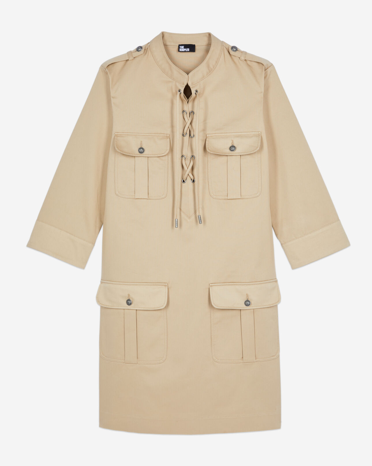 The Kooples WOMEN BEIGE short beige safari dress