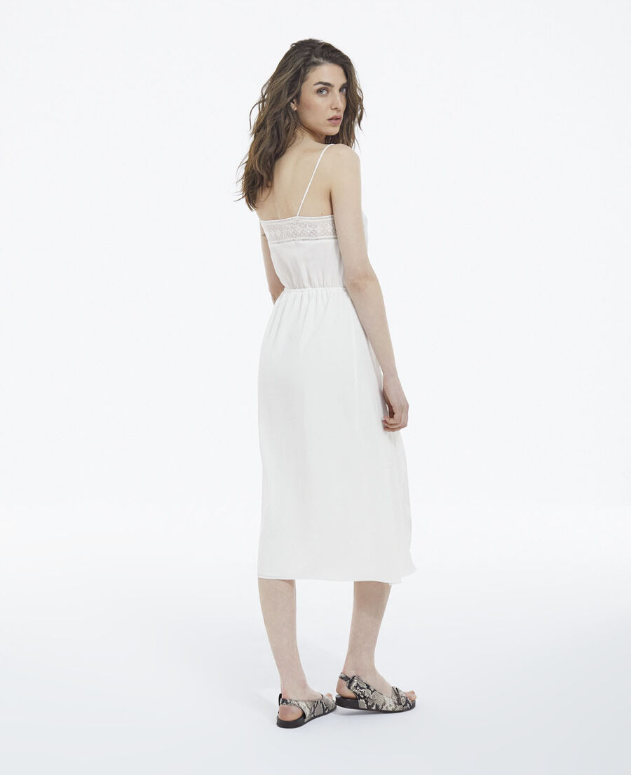 long sleeveless white lace dress