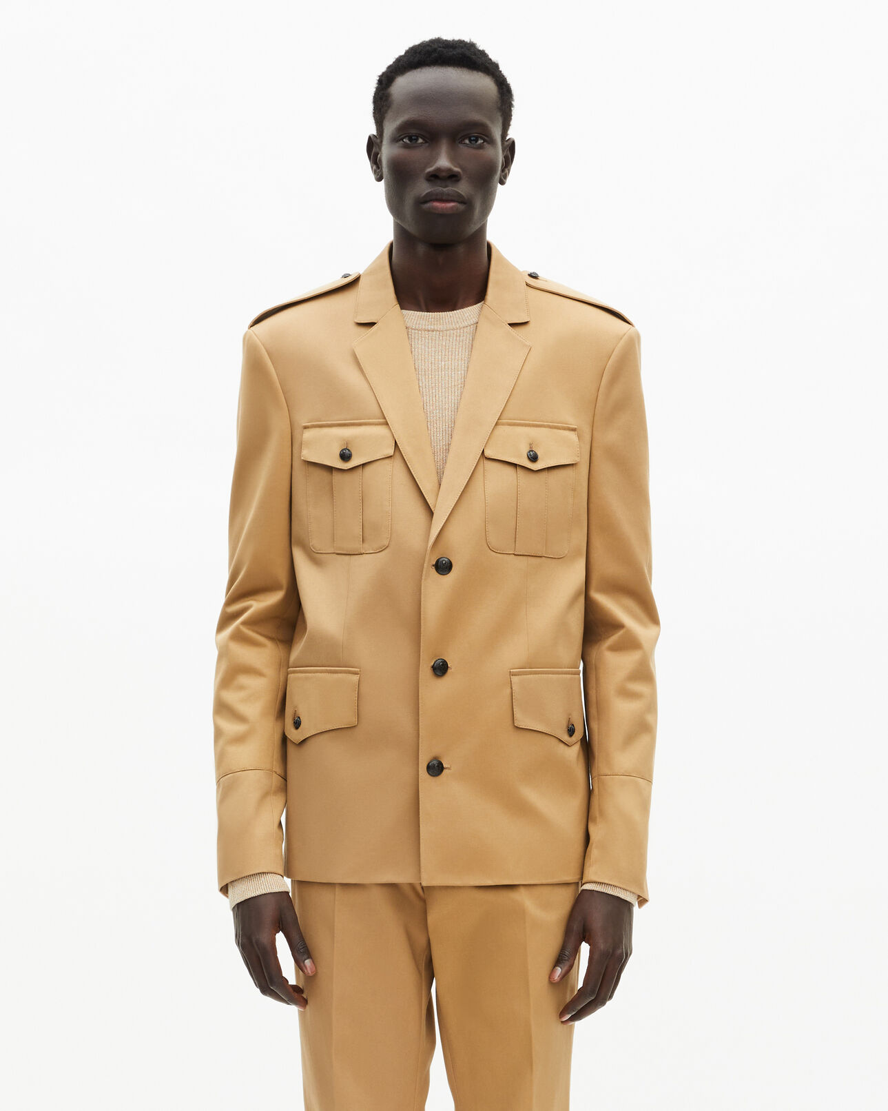 The Kooples MEN CAMEL camel cotton single-breasted jacket