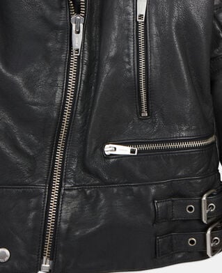The Kooples DAMEN BLACK schwarzer blouson im bikerstil aus leder