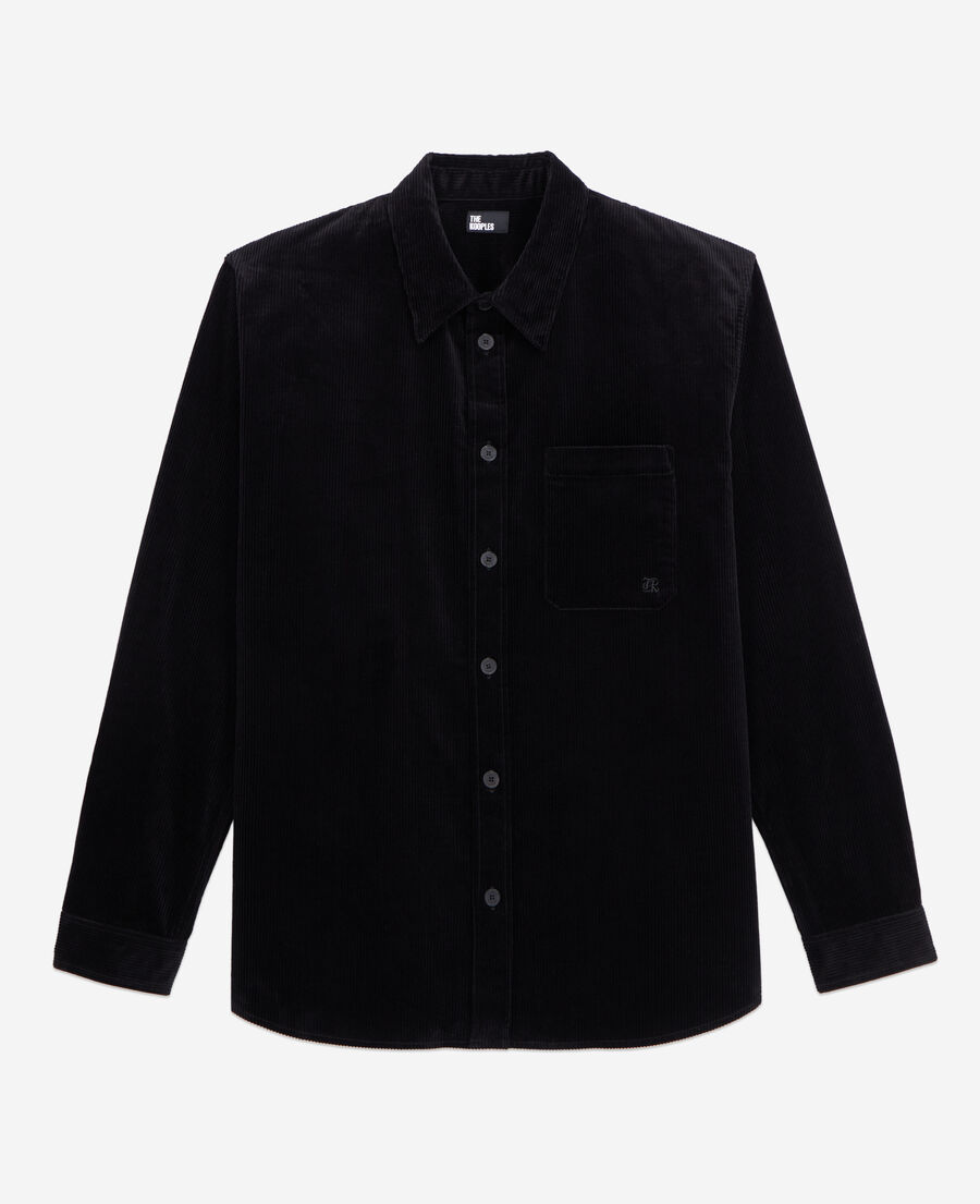 chemise noire en velours côtelé