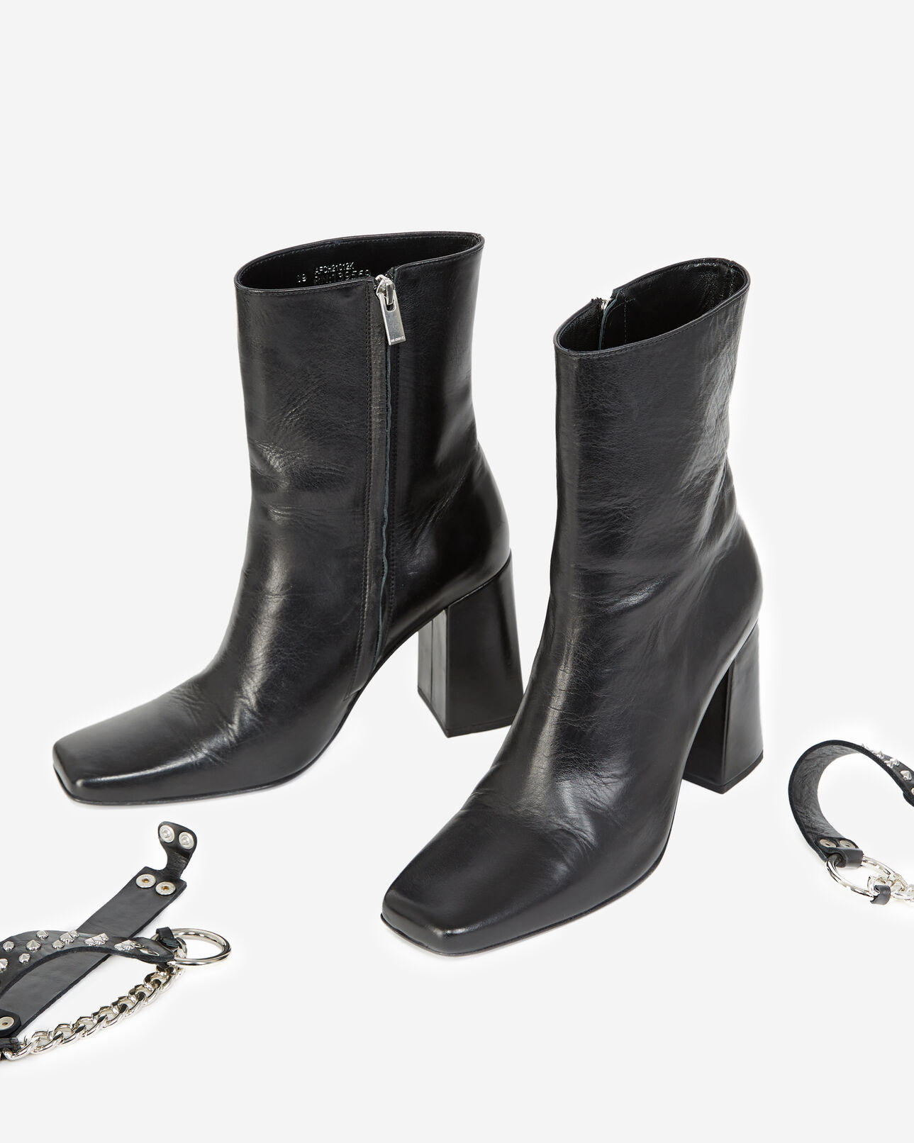 The Kooples FEMME BLACK boots noires talons cuir bijou amovible
