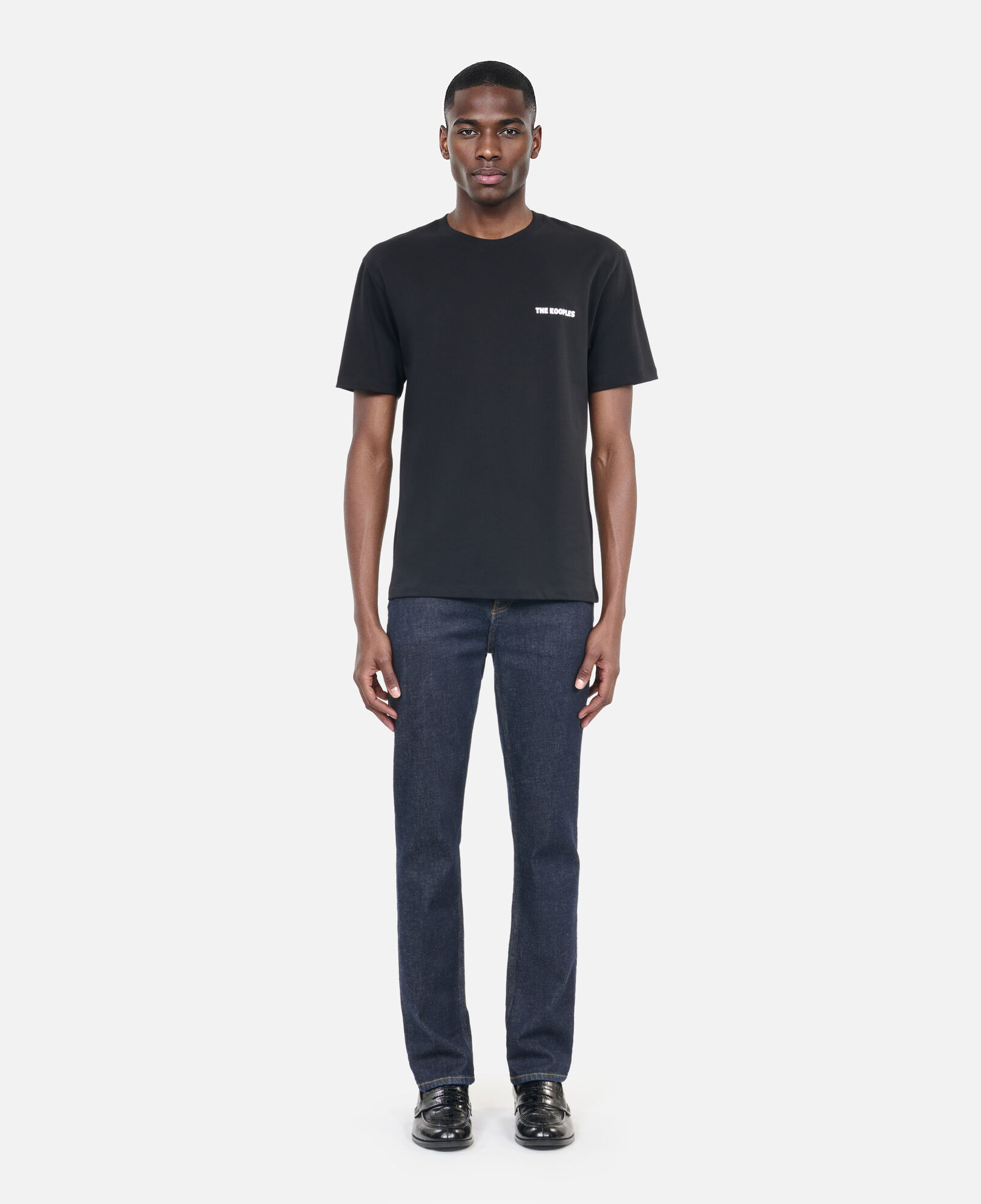 The Kooples MEN BLACK men's black t-shirt with logo serigraphy