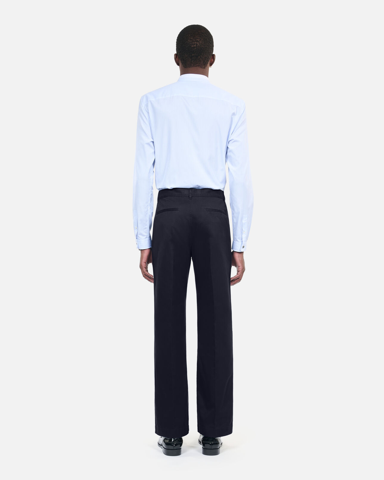 The Kooples HOMME DARK NAVY pantalon large en coton bleu marine