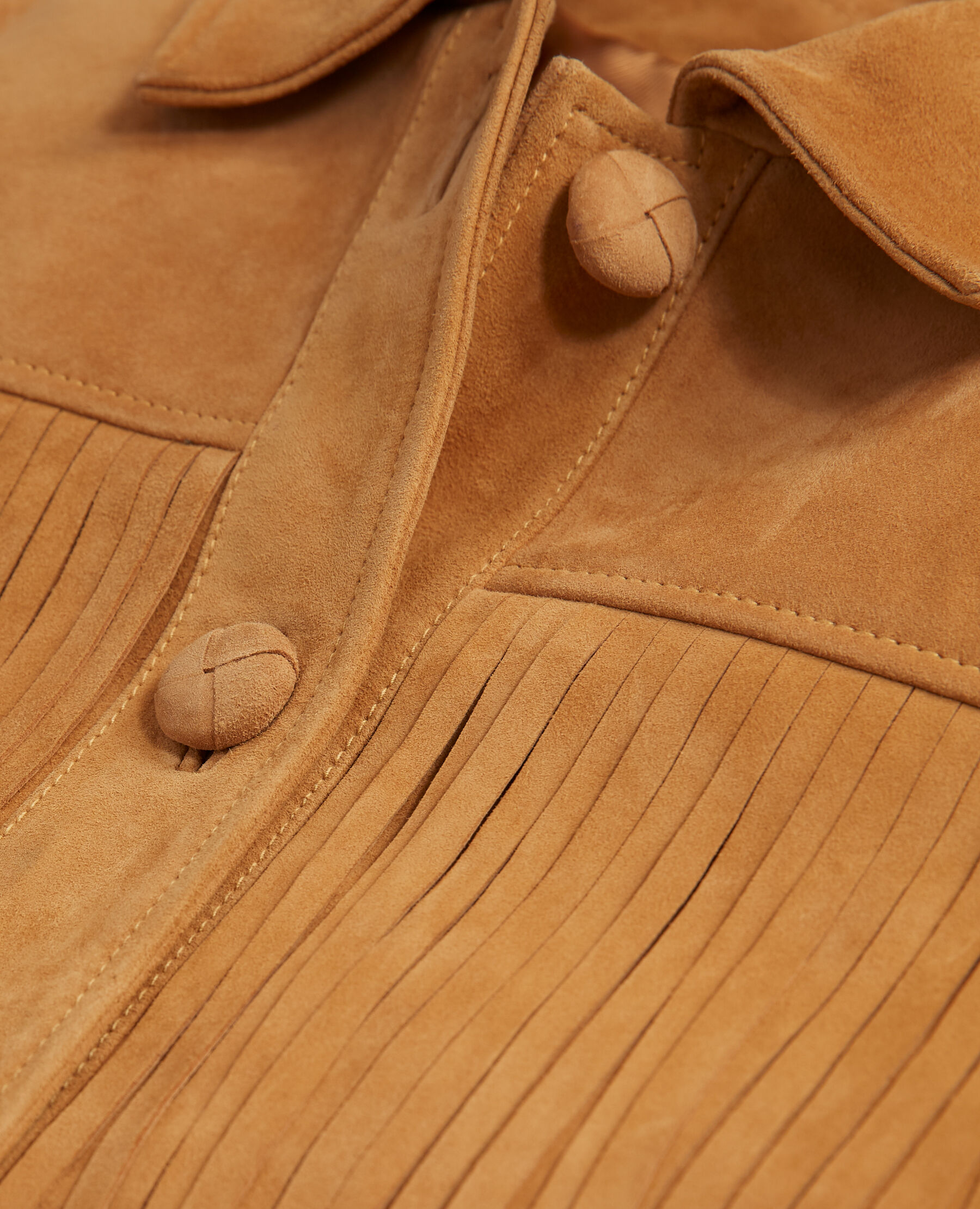 Camel suede jacket with fringing The Kooples
