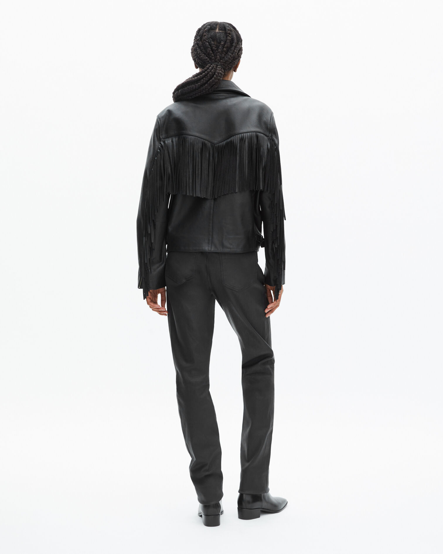 Lederblouson mit Fransen in Schwarz, BLACK, hi-res image number null